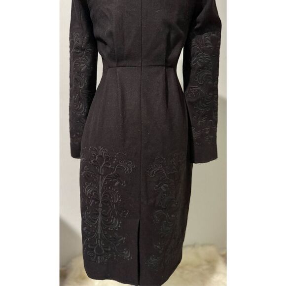 H&M Conscious collection long black Embroidered recycled wool blend button front - Picture 13 of 13